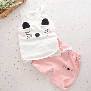 New Toddler Girls Pink And White 2 Piece Set